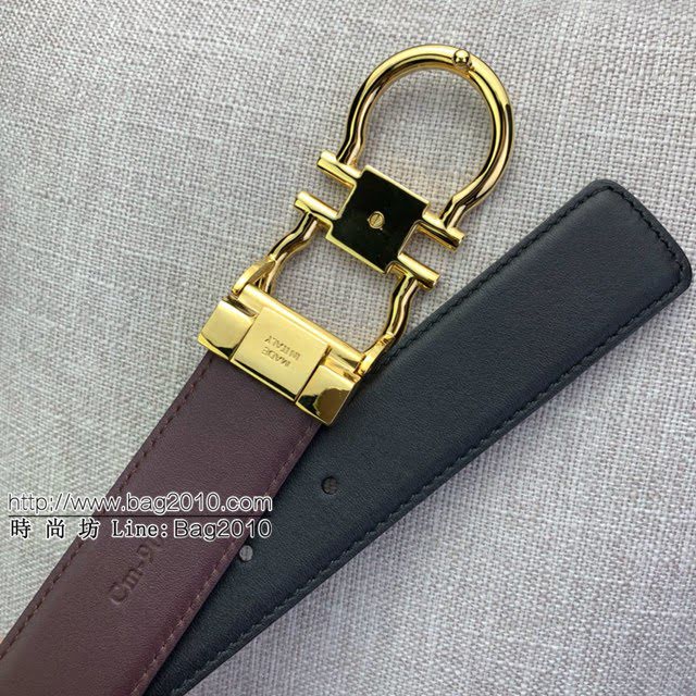 菲拉格慕男士皮帶 Ferragamo雙面牛皮紋理腰帶  jjp1914